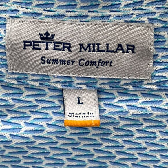Peter Millar Summer Comfort Blue/White Polo Shirt Men's Size L - Picture 4 of 6